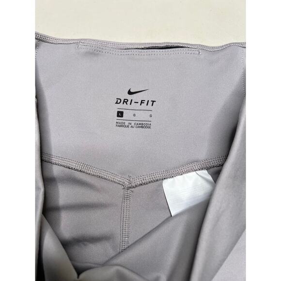 Nike DRI-FIT SWOOSH 7/8 LEGGINGS IN GRAY-GREY women size Large - gym workout - Picture 4 of 11